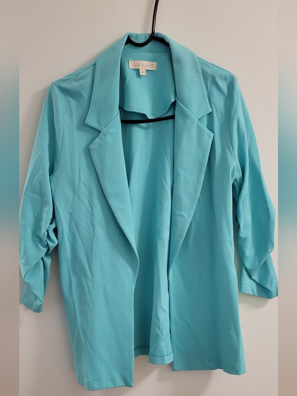 Dear Scarlette  Classic Open-Front Aqua Blazer Jacket Size Sm